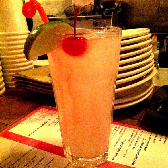 homemade lychee & vanilla soda with soju - myers   chang, boston