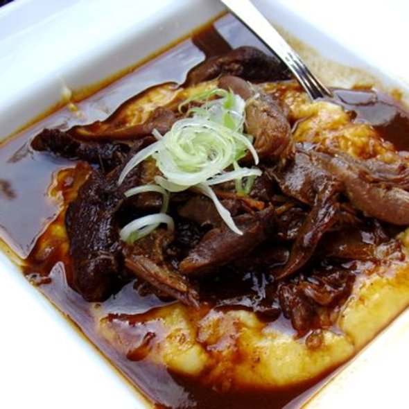 BBQ Duck on White Cheddar Polenta - Willi's Wine Bar, Santa Rosa, CA